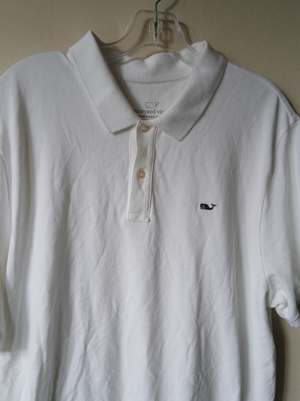 Vineyard Vines White Polo with Navy Whale Logo